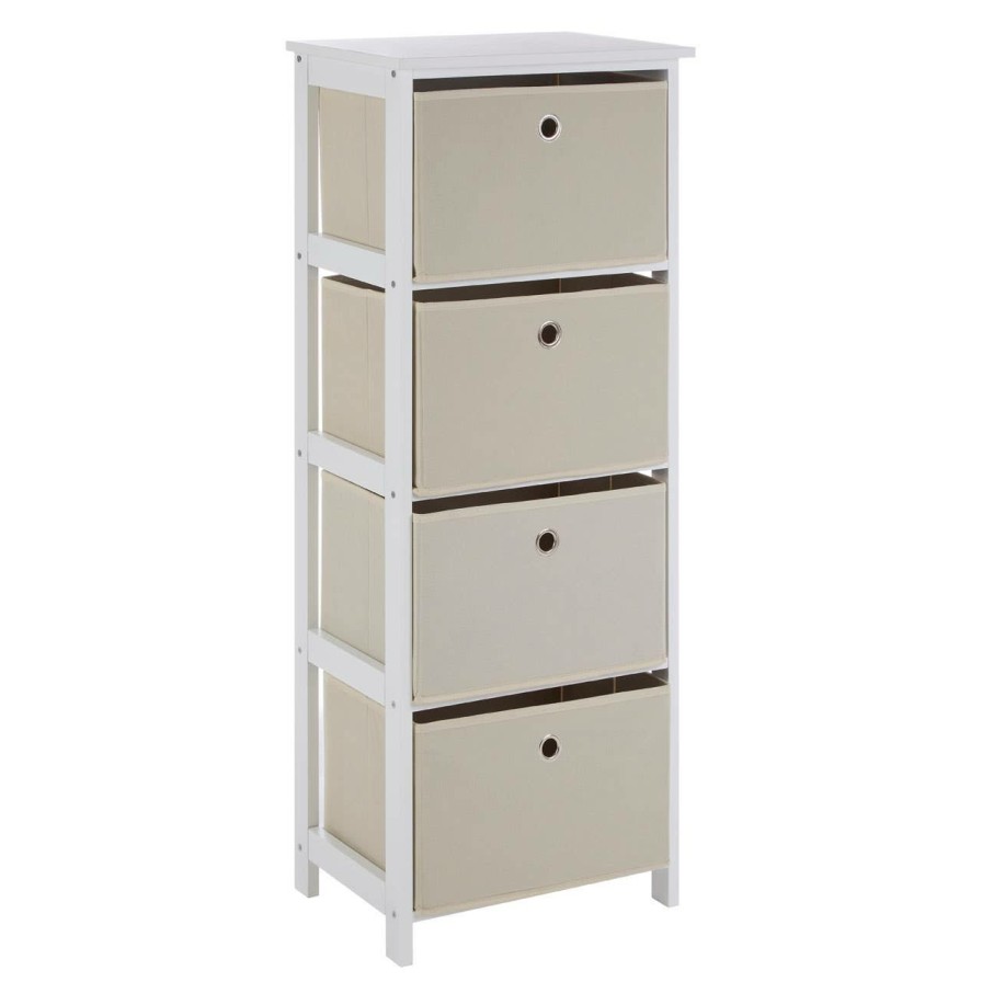 FURNITURE Premier Storage | Lindo 4 Natural Fabric Drawers Cabinet