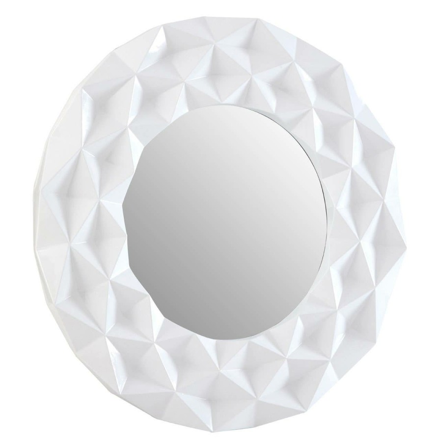 Bathe and Utility Premier Mirrors | White High Gloss 3D Design Wall Mirror