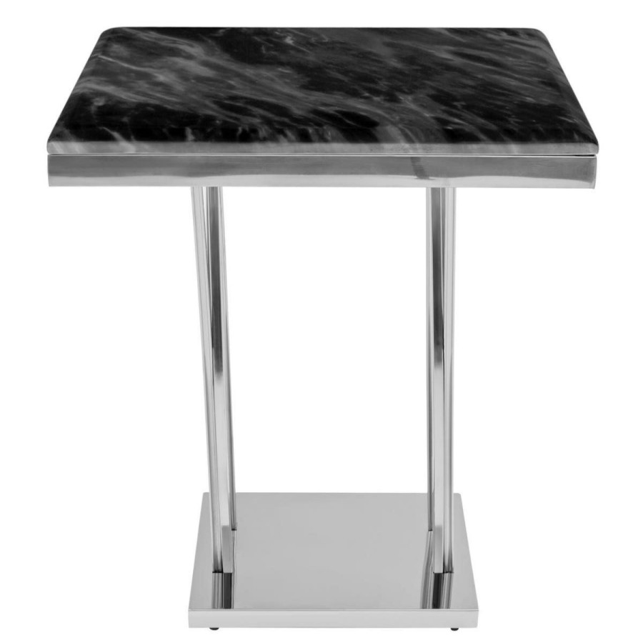 FURNITURE Fifty Five South Side Tables | Arenza Black Marble And Silver Side Table