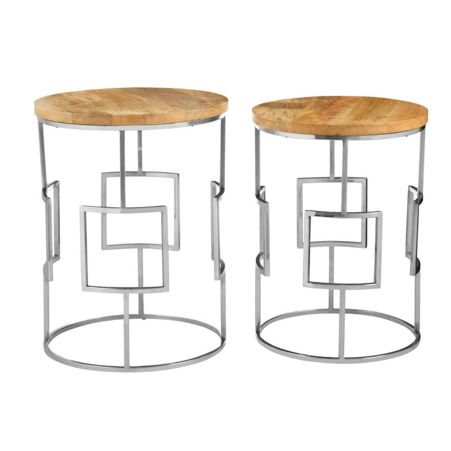 FURNITURE Premier Side Tables | Agra Set Of 2 Square Design Side Tables