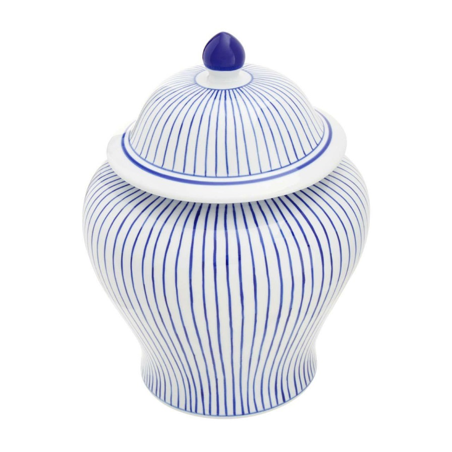 Accessories Fifty Five South Trinket Boxes and Dishes | Damson Small White And Blue Ceramic Jar