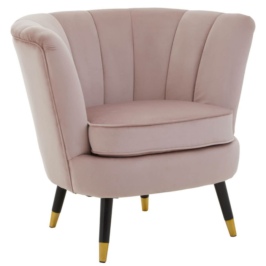 FURNITURE Premier Statement Chairs | Loretta Dusky Pink Velvet Chair With Black Wood And Gold Finish Legs