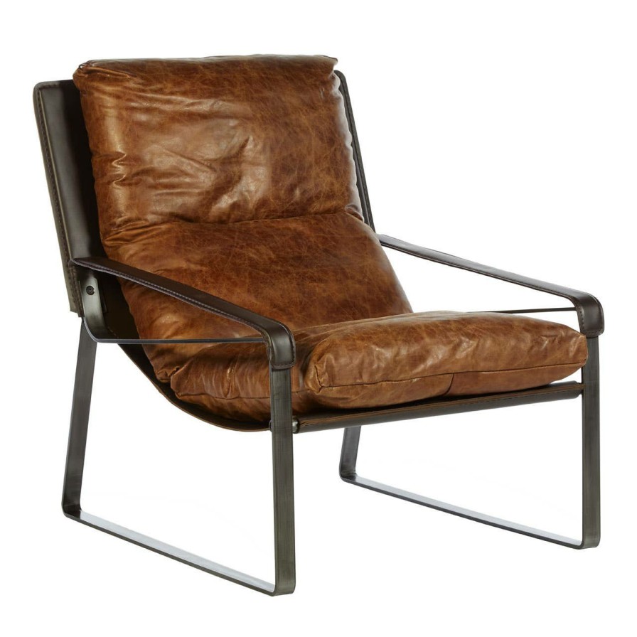 FURNITURE Fifty Five South Lounge Chairs | Hoxton Light Brown Sledge Lounge Chair