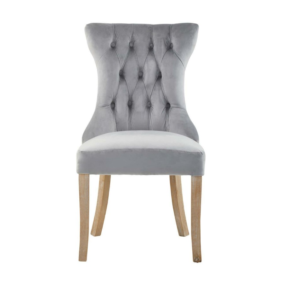 FURNITURE Fifty Five South Seating | Kensington Townhouse Grey Buttoned Dining Chair