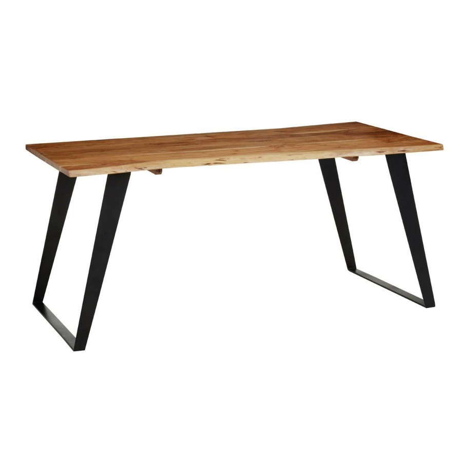 FURNITURE Fifty Five South Dining Tables | Surax Acacia Wood And Looped Iron Base Dining Table