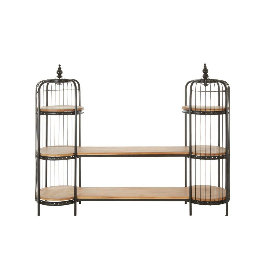 FURNITURE Fifty Five South Storage | Mantis Long Black Finish Birdcage Shelf Unit