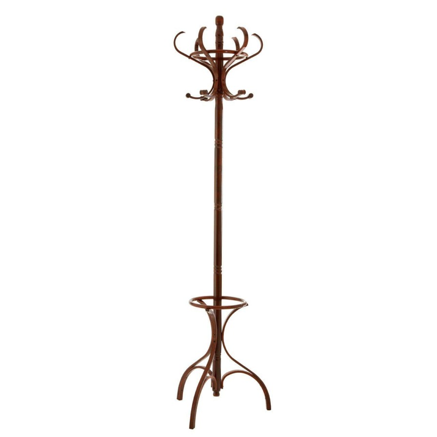 Bathe and Utility Premier Coat and Umbrella Stands | Walnut Finish Solid Birchwood Coat Stand