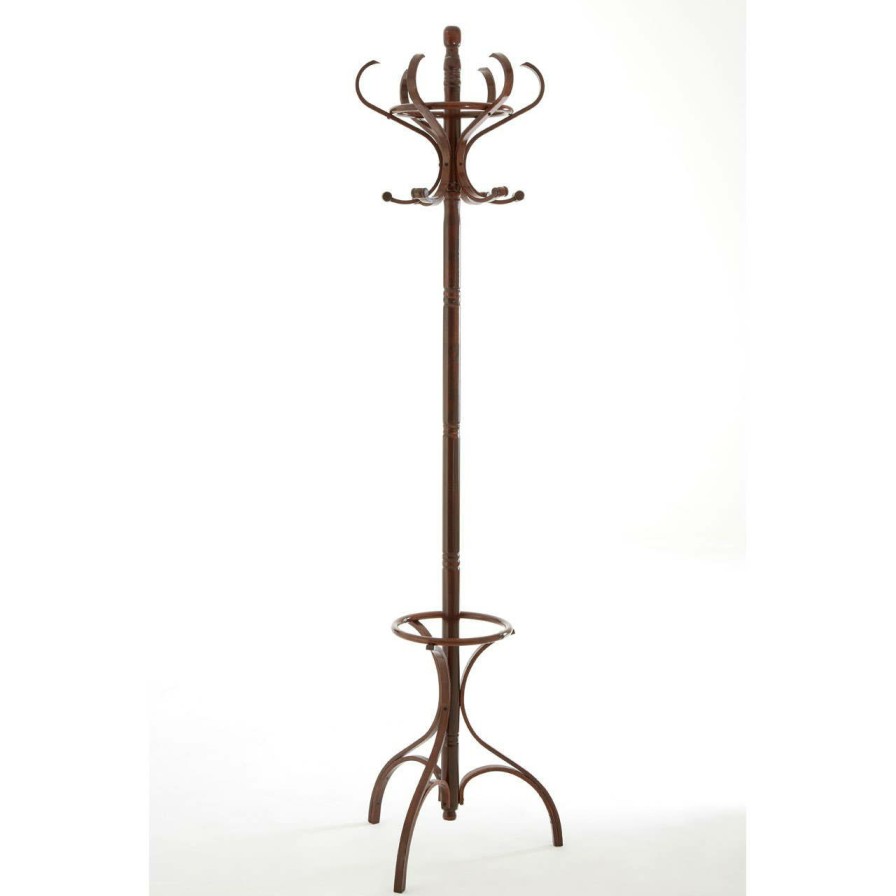 Bathe and Utility Premier Coat and Umbrella Stands | Walnut Finish Solid Birchwood Coat Stand