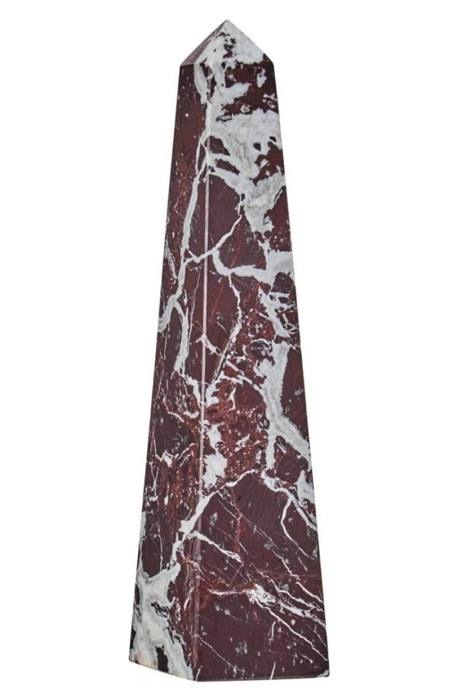 Accessories Fifty Five South Sculptures and Ornaments | Salmo Large Red Marble Obelisk