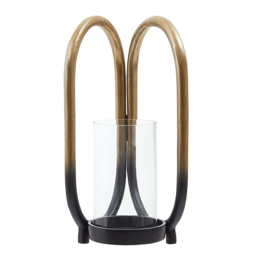 Accessories Fifty Five South Candles and Holders | Deomali Small Ombre Black And Gold Finsh Candle Holder