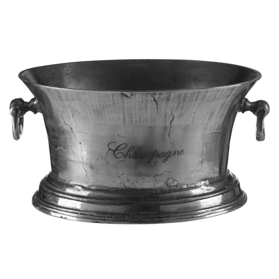 Kitchen and Dining Fifty Five South Champagne and Wine Coolers | Rustic Antique Silver Champagne Bucket