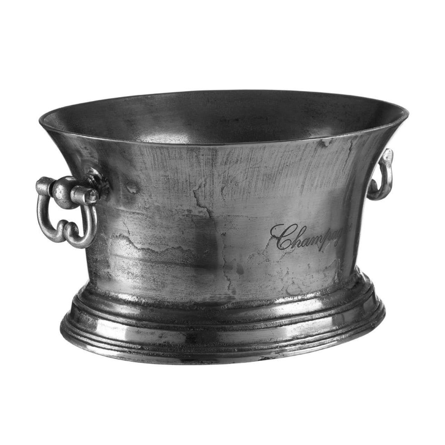 Kitchen and Dining Fifty Five South Champagne and Wine Coolers | Rustic Antique Silver Champagne Bucket