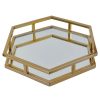 Accessories Fifty Five South Trays and Coasters | Herber Gold Finish Hexagonal Tray