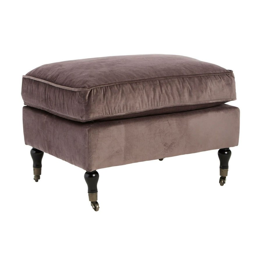 FURNITURE Fifty Five South Footstools | Grey Velvet Plush Footstool