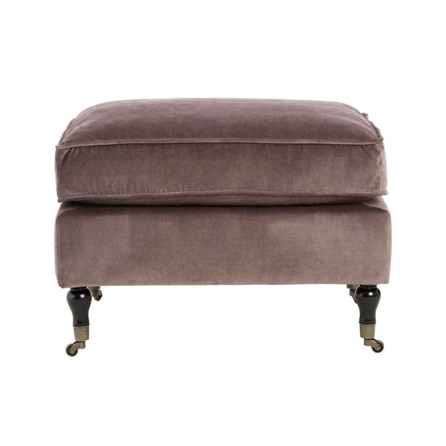 FURNITURE Fifty Five South Footstools | Grey Velvet Plush Footstool