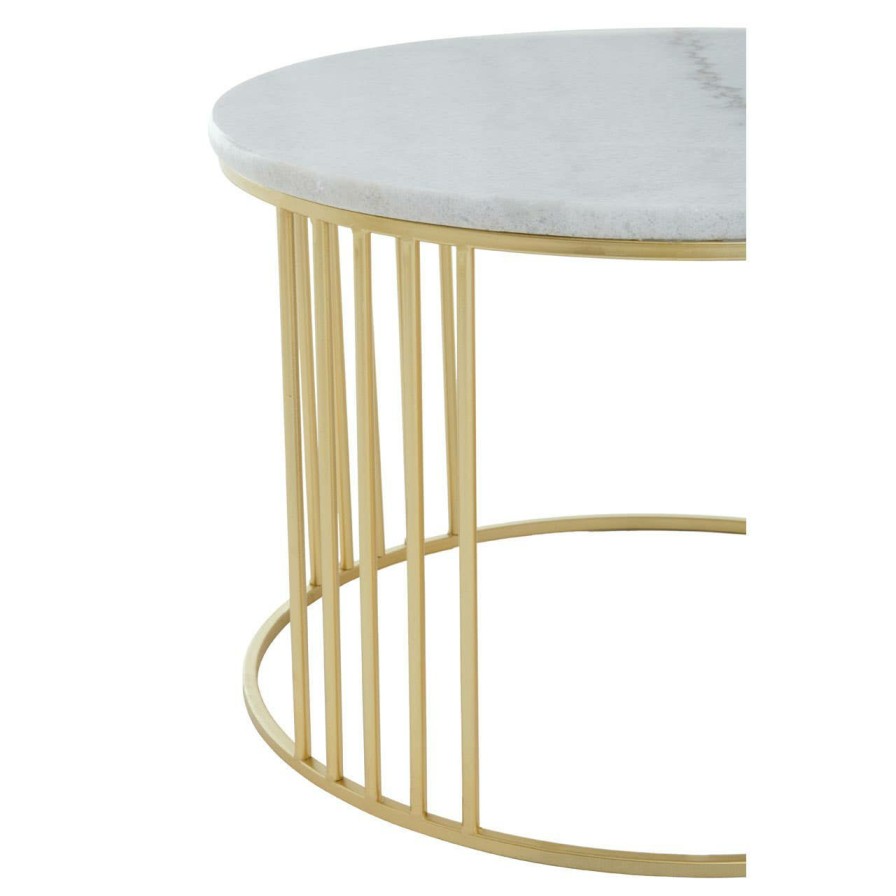 FURNITURE Premier Nesting Tables | Jodie Set Of Two White Marble And Gold Frame Table