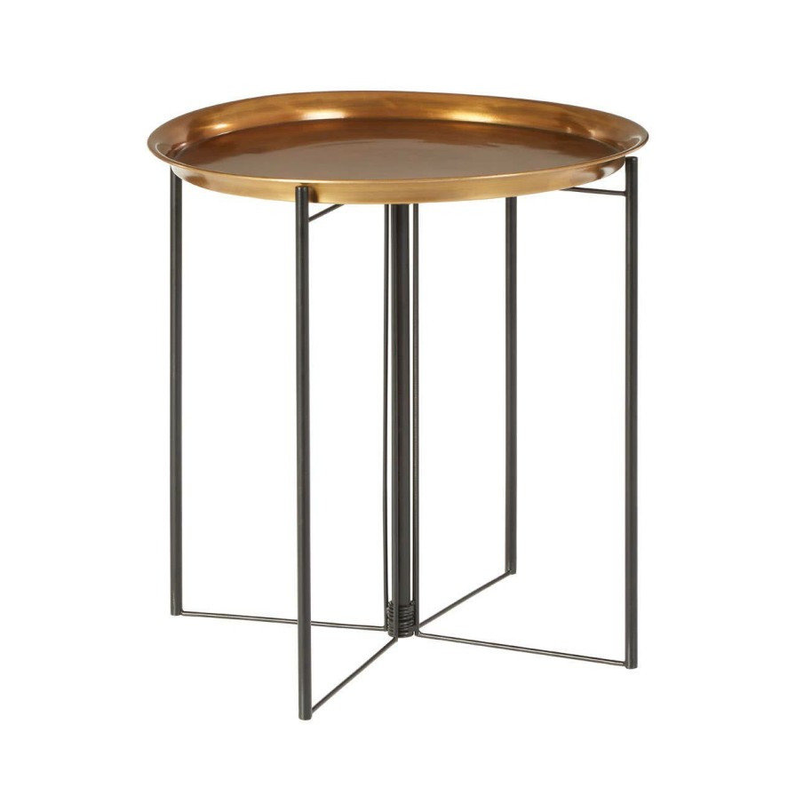 FURNITURE Premier Side Tables | Hege Large Brass And Black Finish Side Table