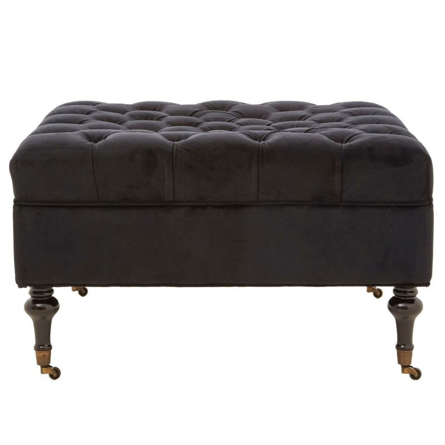 FURNITURE Fifty Five South Footstools | Sabrina Onyx Velvet Footstool