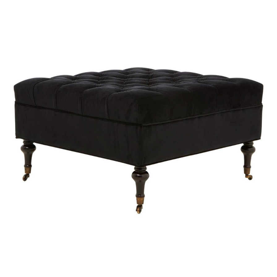 FURNITURE Fifty Five South Footstools | Sabrina Onyx Velvet Footstool