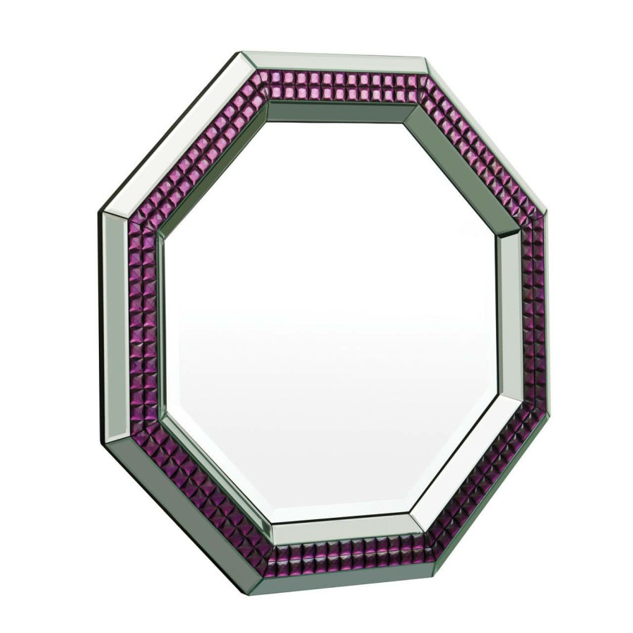 Bathe and Utility Premier Mirrors | Purple And Mirrored Glass Octagonal Mirror