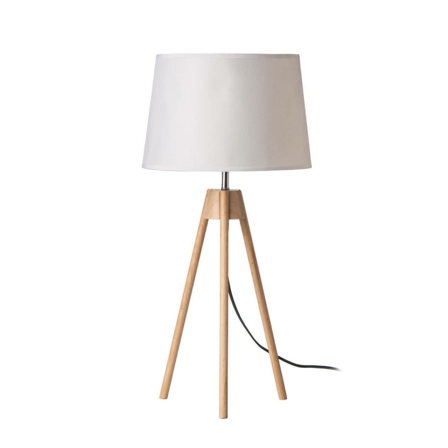 Accessories Premier Table Lamps | White Shade Tripod Table Lamp With Uk Plug