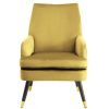 FURNITURE Premier Armchairs | Loretta Pistachio Velvet Armchair With Black Wood Legs