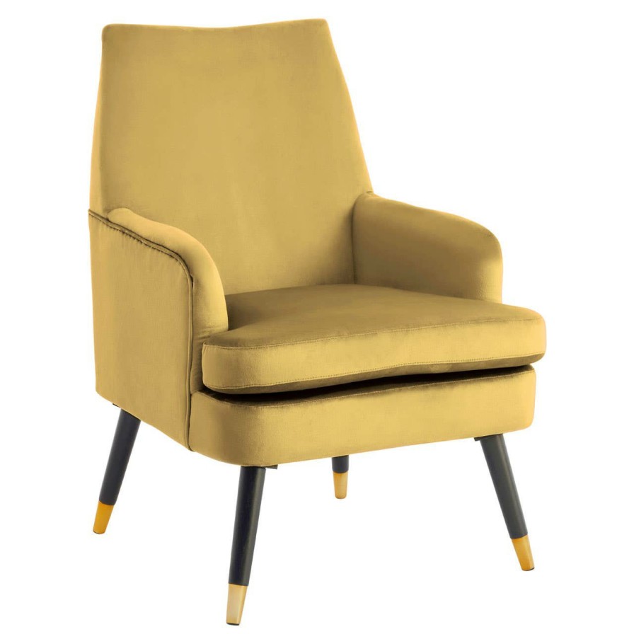 FURNITURE Premier Armchairs | Loretta Pistachio Velvet Armchair With Black Wood Legs