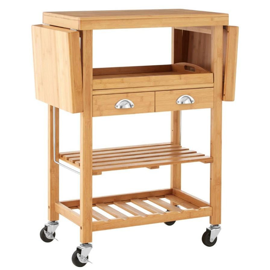 FURNITURE Premier Bar Carts and Trolleys | Bamboo Kitchen Trolley