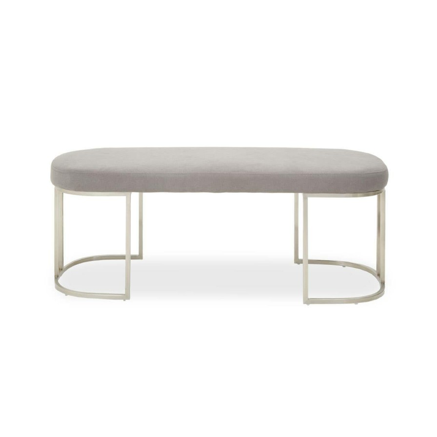 FURNITURE Fifty Five South Seating | Gilden Grey Bench With Curved Base