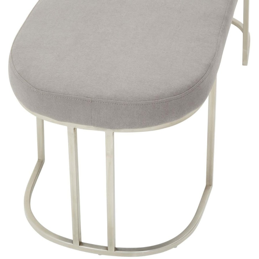 FURNITURE Fifty Five South Seating | Gilden Grey Bench With Curved Base