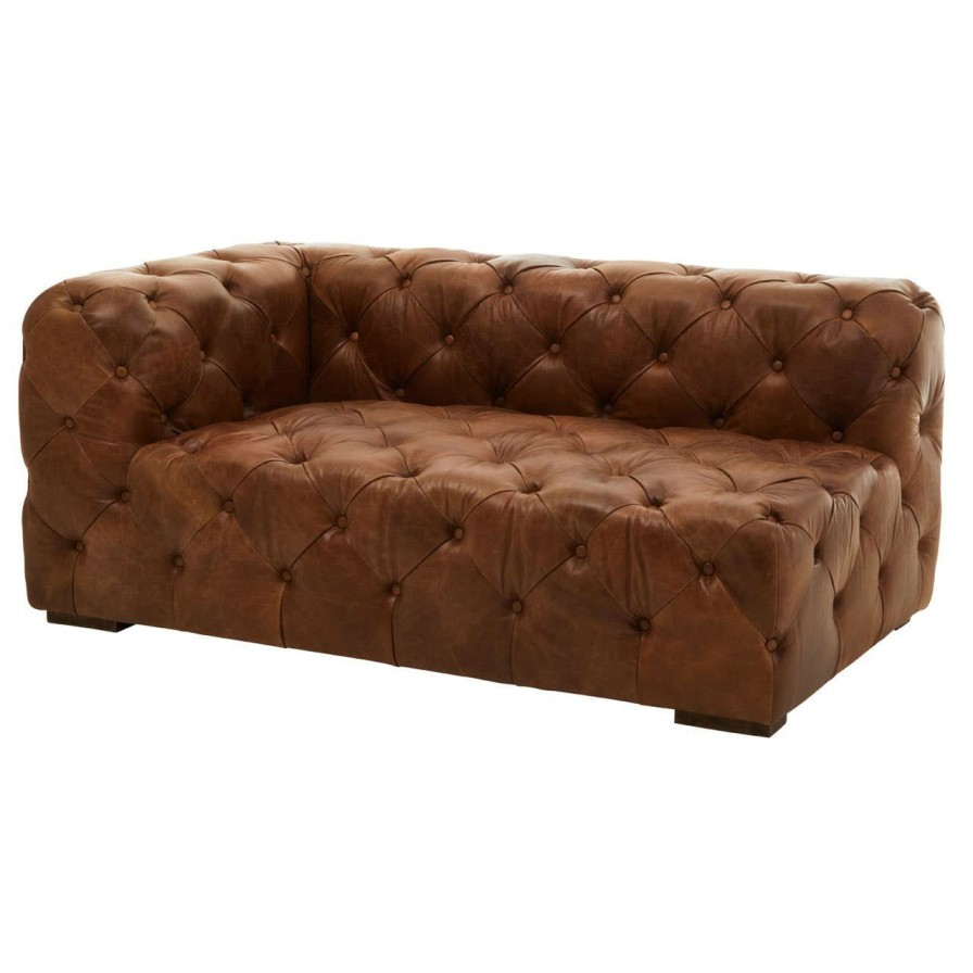 FURNITURE Fifty Five South Seating | Hoxton Tufted Leather Right Arm Sofa