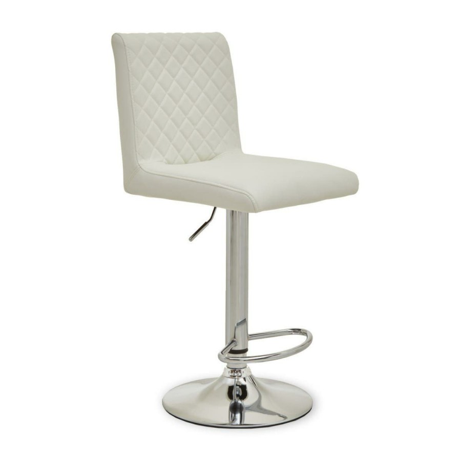 FURNITURE Premier Bar Seating | Baina White And Chrome Bar Stool With Round Base