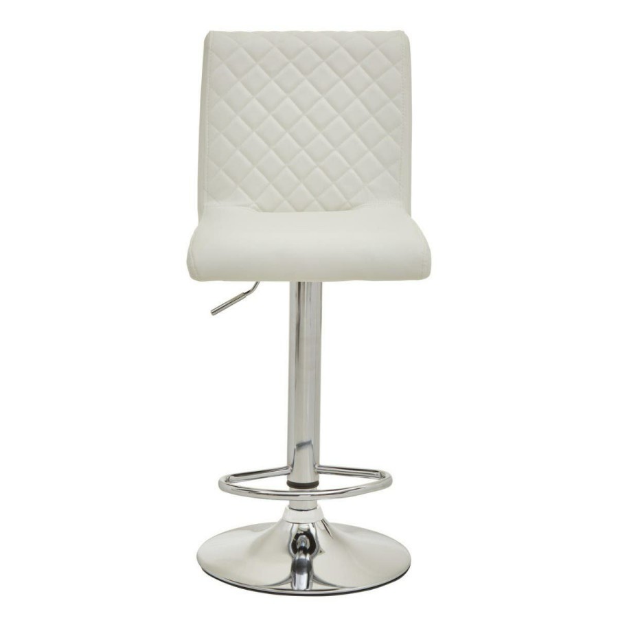 FURNITURE Premier Bar Seating | Baina White And Chrome Bar Stool With Round Base