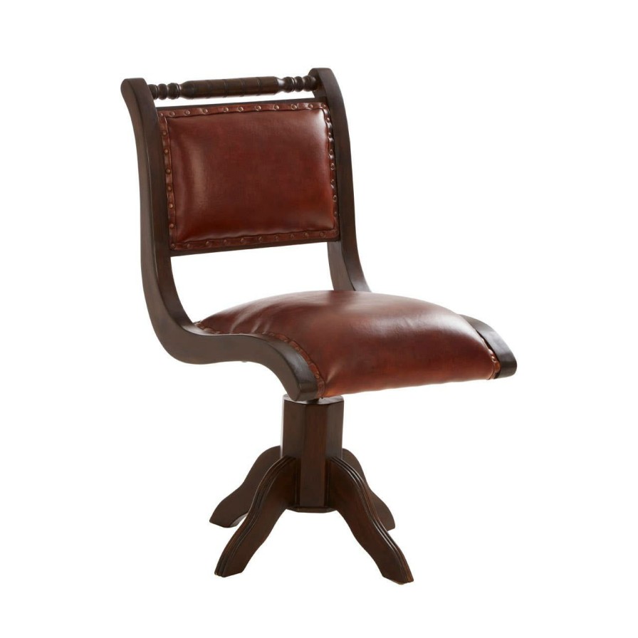 FURNITURE Fifty Five South Seating | Inca Teak And Brown Swivel Chair