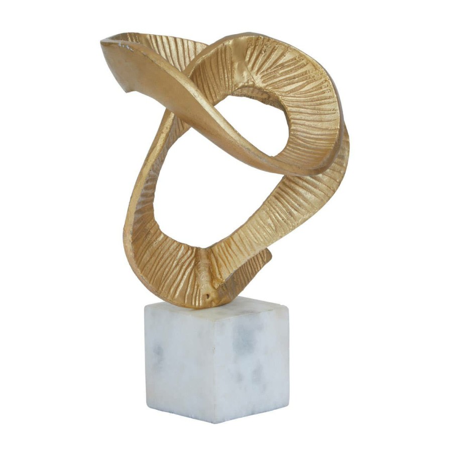 Accessories Fifty Five South Sculptures and Ornaments | Evra Gold Sculpture On White Marble Base