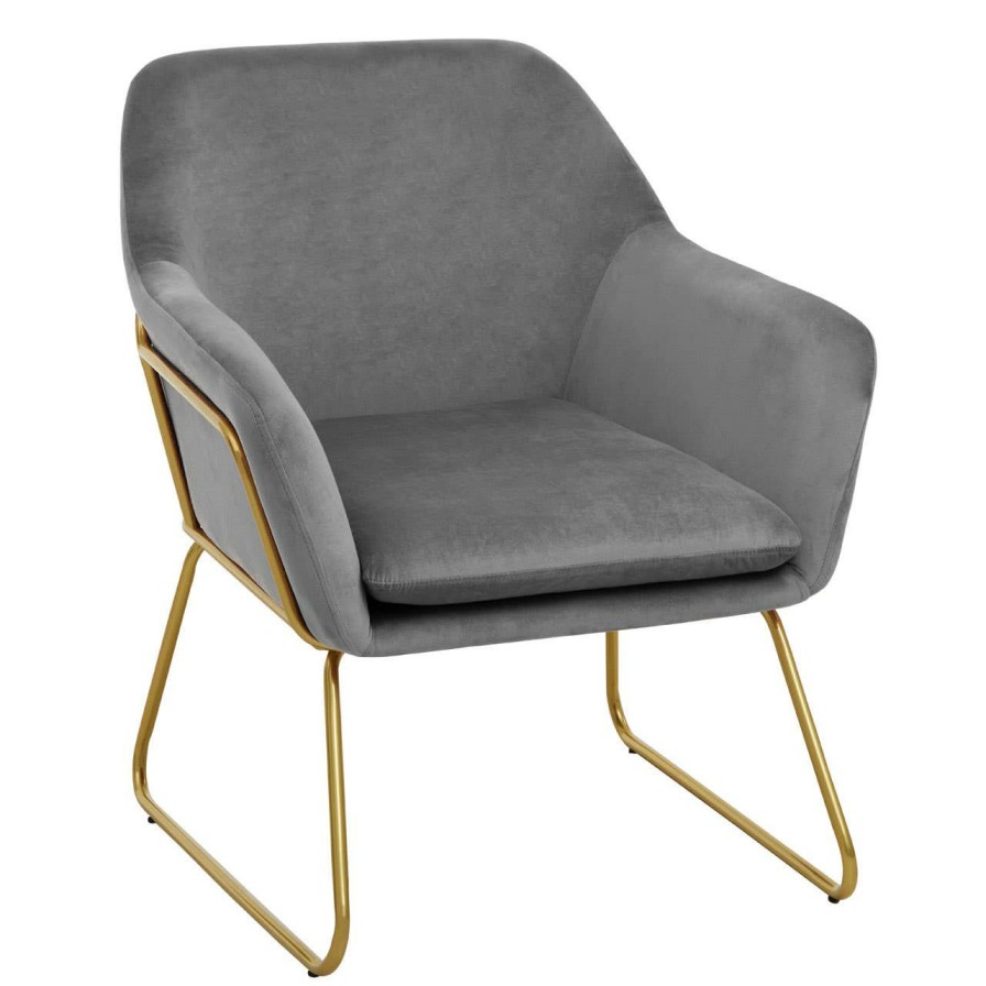 FURNITURE Premier Armchairs | Xander Grey Velvet Armchair