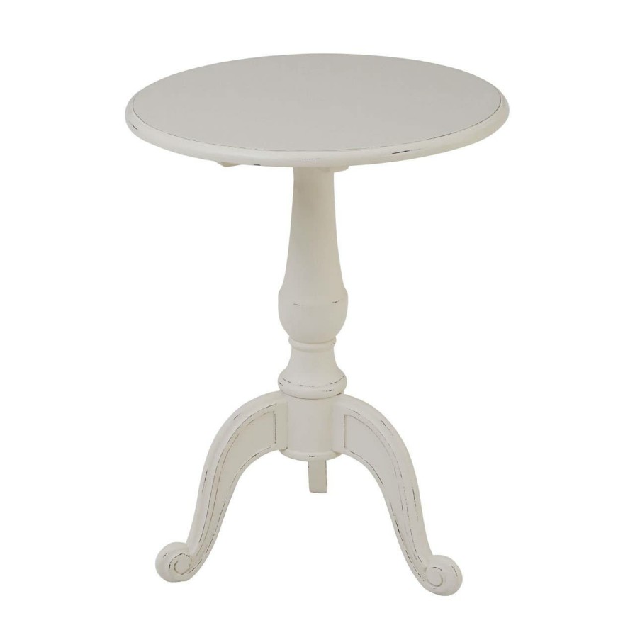 FURNITURE Fifty Five South Side Tables | Loire Round White Pedestal Table