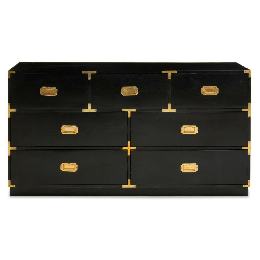 FURNITURE Fifty Five South Chest of Drawers | Sarter Seven Drawer Black Mango Wood Chest