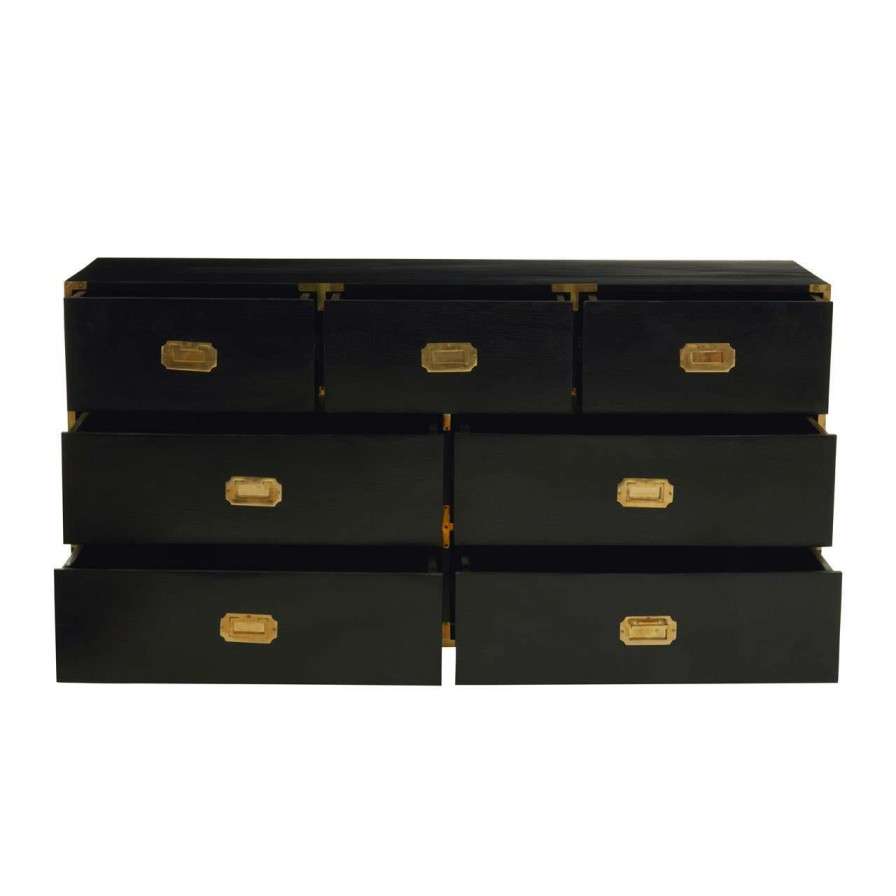 FURNITURE Fifty Five South Chest of Drawers | Sarter Seven Drawer Black Mango Wood Chest