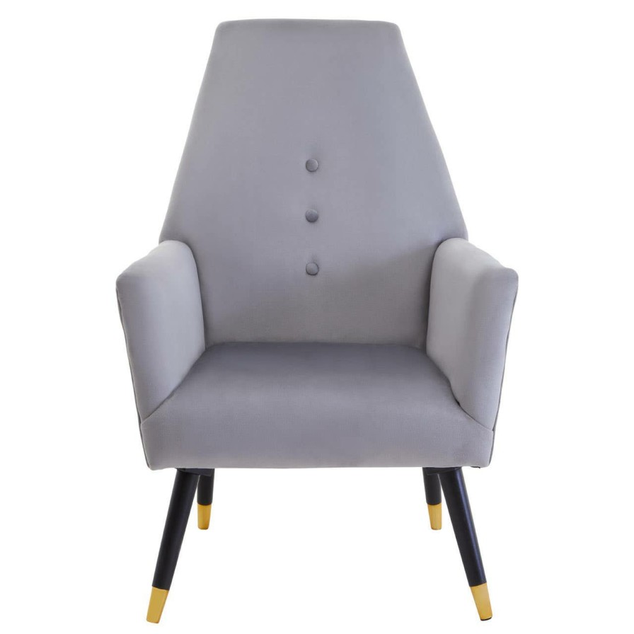 FURNITURE Premier Statement Chairs | Loretta Grey Velvet Button Detail Chair