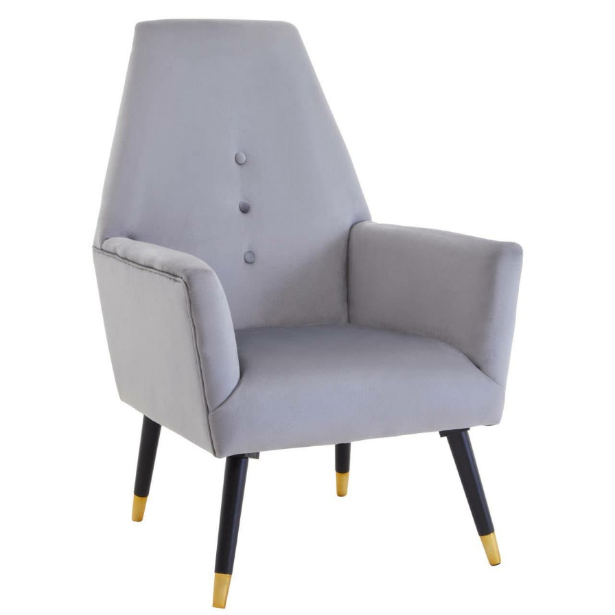 FURNITURE Premier Statement Chairs | Loretta Grey Velvet Button Detail Chair