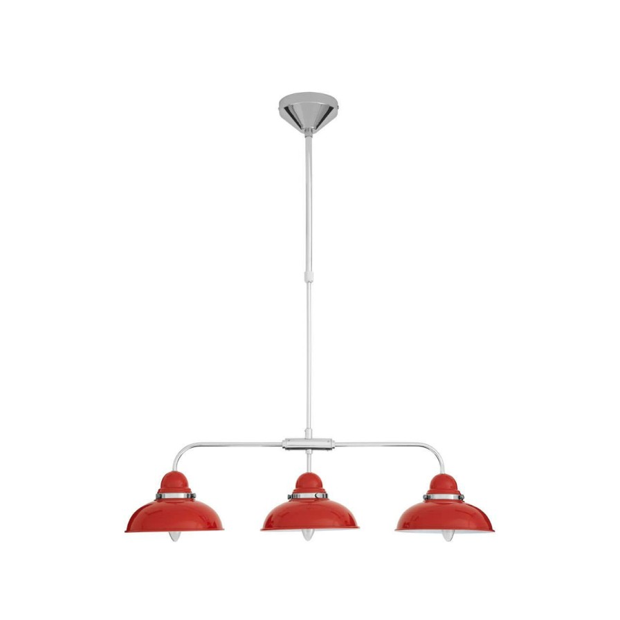 Accessories Premier Decorative Lights | Jasper Red And Chrome 3 Light Pendant Light