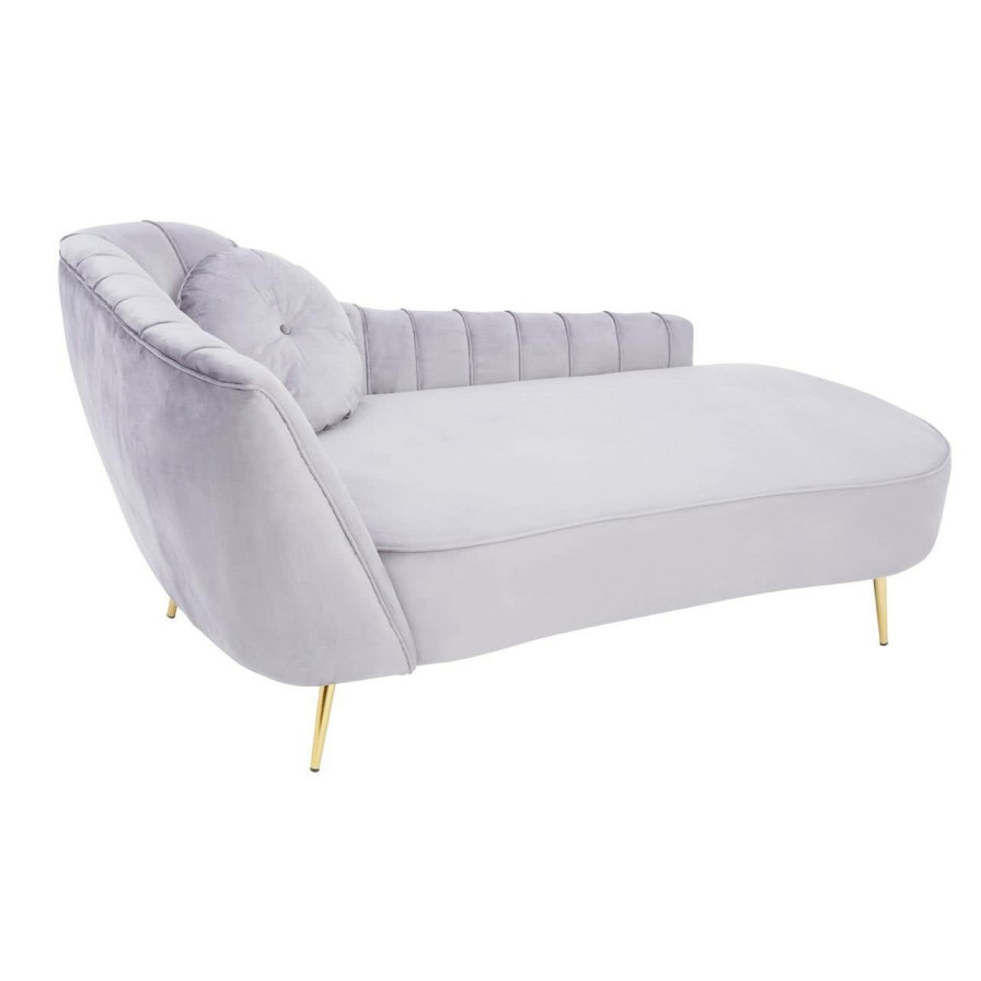 FURNITURE Fifty Five South Chaise Lounges | Felizia Grey Left Arm Velvet Chaise