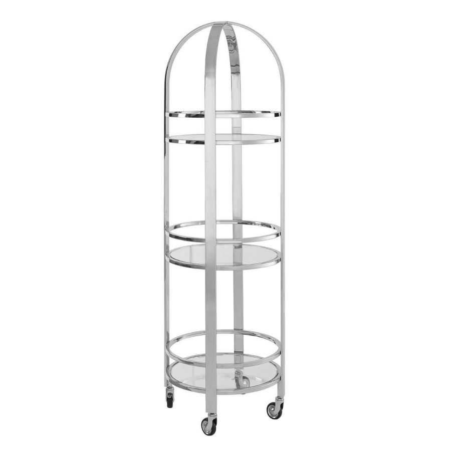 FURNITURE Fifty Five South Bar Carts and Trolleys | Piermount Silver Finish Cart