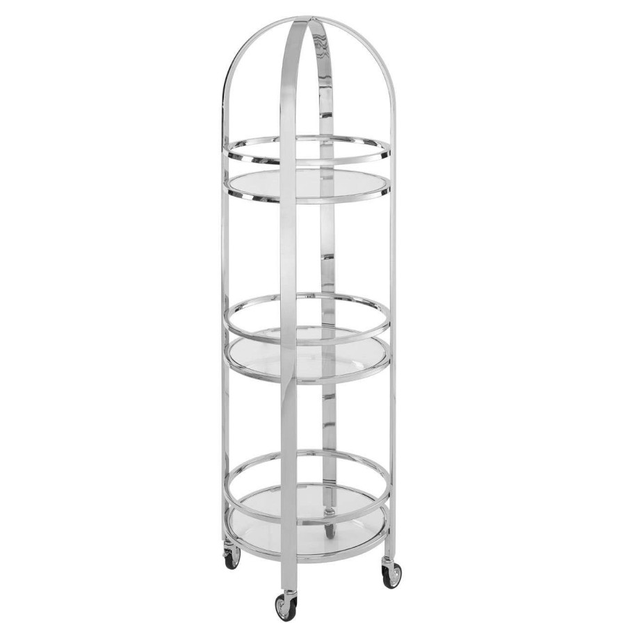 FURNITURE Fifty Five South Bar Carts and Trolleys | Piermount Silver Finish Cart