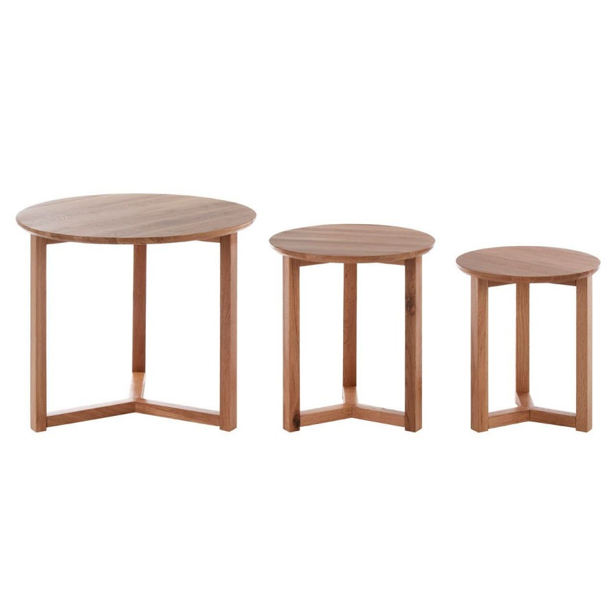 FURNITURE Premier Side Tables | Set Of 3 Oak Wood Side Tables