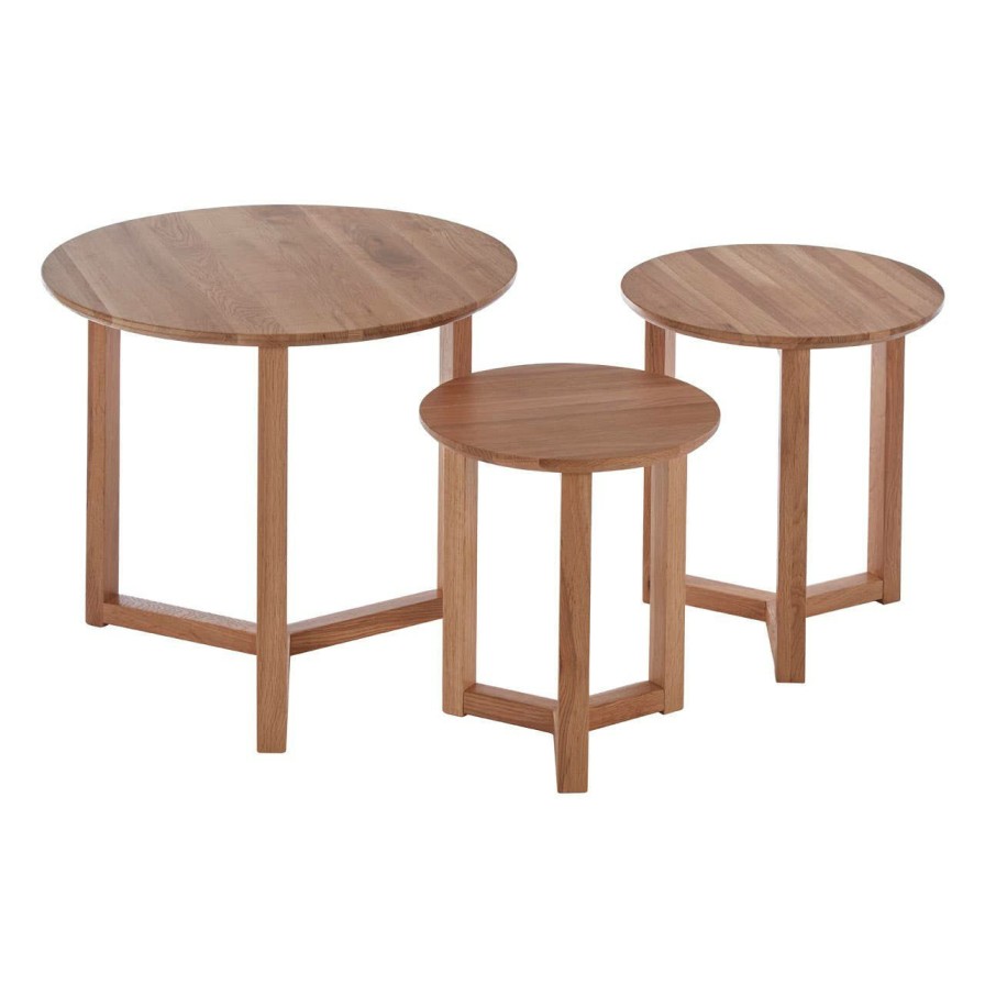 FURNITURE Premier Side Tables | Set Of 3 Oak Wood Side Tables