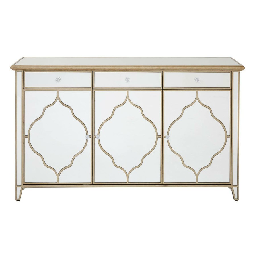 FURNITURE Fifty Five South Storage | Medina 3 Drawer Mirrored Rectangular Cabinet