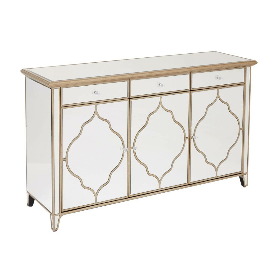 FURNITURE Fifty Five South Storage | Medina 3 Drawer Mirrored Rectangular Cabinet