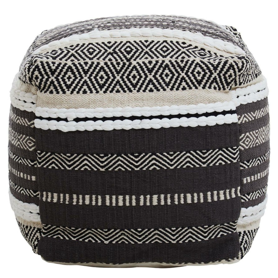 FURNITURE Fifty Five South Pouffes | Cefena Grey And White Pouffe